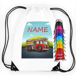 Turnbeutel Motiv Feuerwehr mit Name / personalisierbar / verschiedene Farben