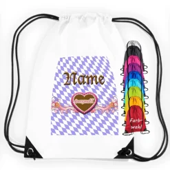 Turnbeutel Motiv Herzmadl mit Name / Mädchen / Volksfest / Bayern / personalisierbar / verschiedene Farben