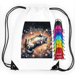 Turnbeutel Motiv Katze mit Name / personalisierbar / verschiedene Farben