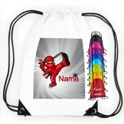 Turnbeutel Motiv Ninja mit Name / personalisierbar / verschiedene Farben
