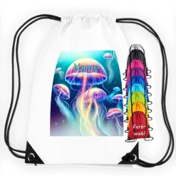 Turnbeutel Motiv Qualle mit Name / personalisierbar / verschiedene Farben