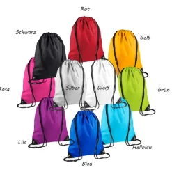 Turnbeutel Motiv Regenbogen Pastell mit Name / personalisierbar / verschiedene Farben