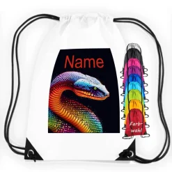 Turnbeutel Motiv Schlange mit Name / personalisierbar / verschiedene Farben