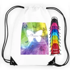 Turnbeutel Motiv Schmetterling mit Name / Butterfly / personalisierbar / verschiedene Farben