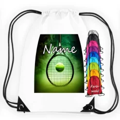 Turnbeutel Motiv Tennis mit Name / personalisierbar / verschiedene Farben