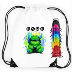 Turnbeutel Motiv Zocker-Monster mit Name / personalisierbar / verschiedene Farben