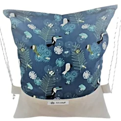 Turnbeutel, Rucksack blau mit Vogel Motiv