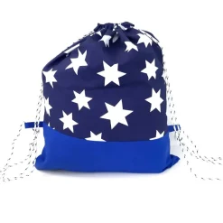 Turnbeutel, Rucksack blau mit Sterne, personalisierbar