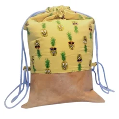 Turnbeutel, Rucksack gelb mit Ananas Motiv