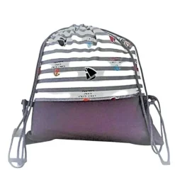 Turnbeutel, Rucksack grau  maritim, personalisierbar