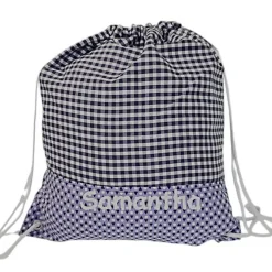 Turnbeutel, Rucksack lila kariert, personalisierbar