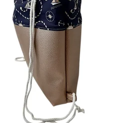 Turnbeutel, Rucksack mit Kunstleder maritim