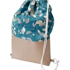 Turnbeutel, Rucksack mit Kunstleder Ginko