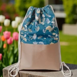 Turnbeutel, Rucksack mit Kunstleder Ginko
