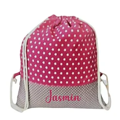 Turnbeutel, Rucksack pink mit Sterne, personalisierbar