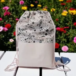 Turnbeutel, Rucksack rosa geblümt