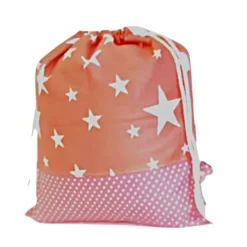 Turnbeutel, Rucksack rosa mit Sterne, personalisierbar