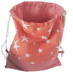 Turnbeutel, Rucksack rosa mit Sterne, personalisierbar