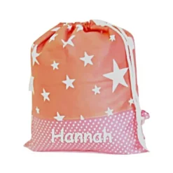Turnbeutel, Rucksack rosa mit Sterne, personalisierbar