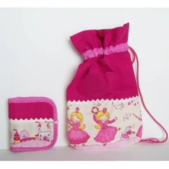 Turnbeutel, Sportbeutel Prinzessin, Kindergartenbeutel, Stoffbeutel Mädchen, Geldbeutel, Sportbeutel mit Geldbörse
