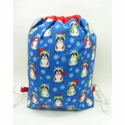 Turnbeutel 'Waschbären im Schnee', Sportbeutel, Kinder-Rucksack, Unikat