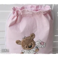 Turnbeutel/Rucksack rosa Bärli mit Blume und Wunschname