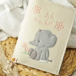 U-Heft-Hülle Elefant mit praktischen Fächern Filz creme