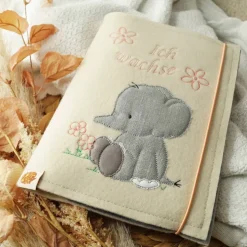 U-Heft-Hülle Elefant mit praktischen Fächern Filz creme