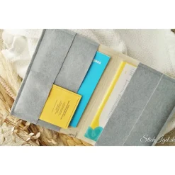 U-Heft-Hülle Elefant mit praktischen Fächern Filz creme