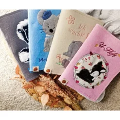 U-Heft-Hülle Rehkitz mit praktischen Fächern Filz rosa