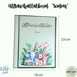 Ultraschallalbum personalisiert,  zur Aufbewahrung von Ultraschallfotos, Ultraschallbilder Mappe, Geschenk zur Geburt