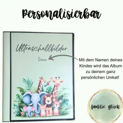 Ultraschallalbum personalisiert,  zur Aufbewahrung von Ultraschallfotos, Ultraschallbilder Mappe, Geschenk zur Geburt