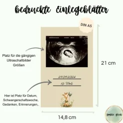 Ultraschallalbum personalisiert,  zur Aufbewahrung von Ultraschallfotos, Ultraschallbilder Mappe, Geschenk zur Geburt
