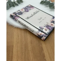 Ultraschallbilder Mappe lila Blumen – Personalisiertes Ultraschallalbum als Geschenk zur Schwangerschaft