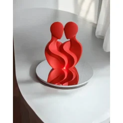 Umarmung der Liebe Skulptur | Modernes Paar Kunstwerk | Korallenrote minimalistische Tischdeko | Valentinstag Geschenk f