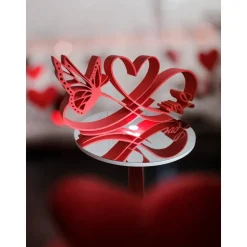 Unendliche Liebe Schmetterling Skulptur (25cm breit) - 3D-gedruckt in Rot (PLA) - Romantische Tischdekoration für Valent
