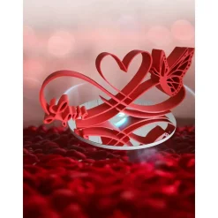 Unendliche Liebe Schmetterling Skulptur (25cm breit) - 3D-gedruckt in Rot (PLA) - Romantische Tischdekoration für Valent