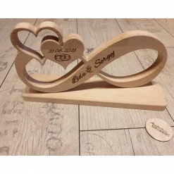 Unendlichkeitszeichen/Endlosschleife/Infinity Unikat aus Buchenholz personalisiertes Geschenk zur Hochzeit