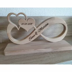 Unendlichkeitszeichen/Endlosschleife/Infinity Unikat aus Buchenholz personalisiertes Geschenk zur Hochzeit