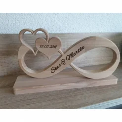 Unendlichkeitszeichen/Endlosschleife/Infinity Unikat aus Buchenholz personalisiertes Geschenk zur Hochzeit