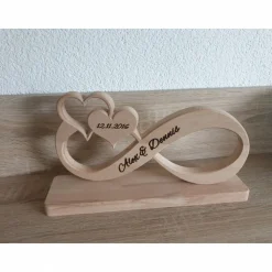 Unendlichkeitszeichen/Endlosschleife/Infinity Unikat aus Buchenholz personalisiertes Geschenk zur Hochzeit