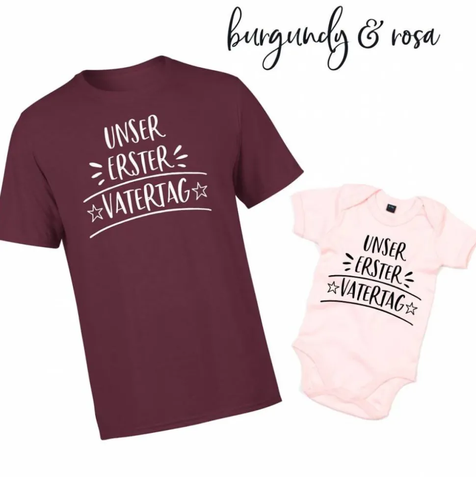Unser erster Vatertag Vatertagsgeschenk Bodysuit Baby Body & Papa Shirt Papa und ich
