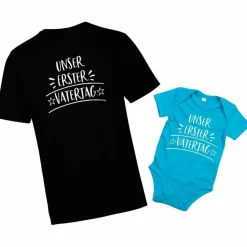 Unser erster Vatertag Vatertagsgeschenk Bodysuit Baby Body & Papa Shirt Papa und ich