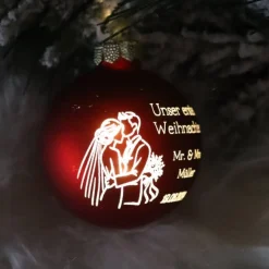 Unser erstes Weihnachten Mr & Mrs - Personalisierte Weihnachtskugel mit Lasergravur