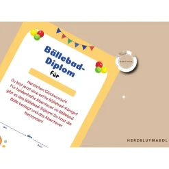 Unvergesslicher Kindergeburtstag: Bällebad, Urkunden in A4 zum Ausdrucken als Mitgebsel für Kinder