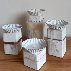 Upcycling-Adventkranz Kantholz im Advent Adventgesteck