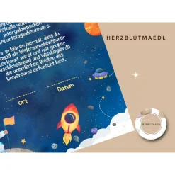 Urkunde als Mitgebsel für den Kindergeburtstag | Geschenktüte für Kinder | Rakete | Weltall | Weltraumparty