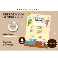 Urkunde Ritter und Drachen | Drachenparty | Ritter Urkunden A4 | Urkunden ausdrucken | Kindergeburtstag | Mitgebsel Kind