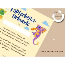 Urkunde Ritter und Drachen | Drachenparty | Ritter Urkunden A4 | Urkunden ausdrucken | Kindergeburtstag | Mitgebsel Kind