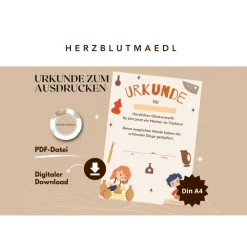 Urkunde zum Ausdrucken - Töpfern mit Kindern Set | Perfektes Mitgebsel für den Kindergeburtstag